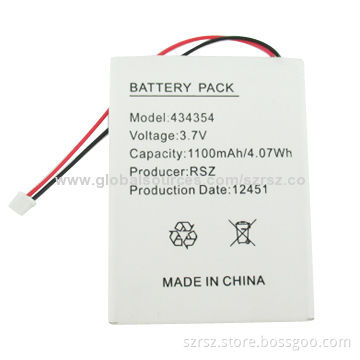 Lithium Polymer Battery Pack with 3.7V Voltage, 1,100mAh Capacity, 434354